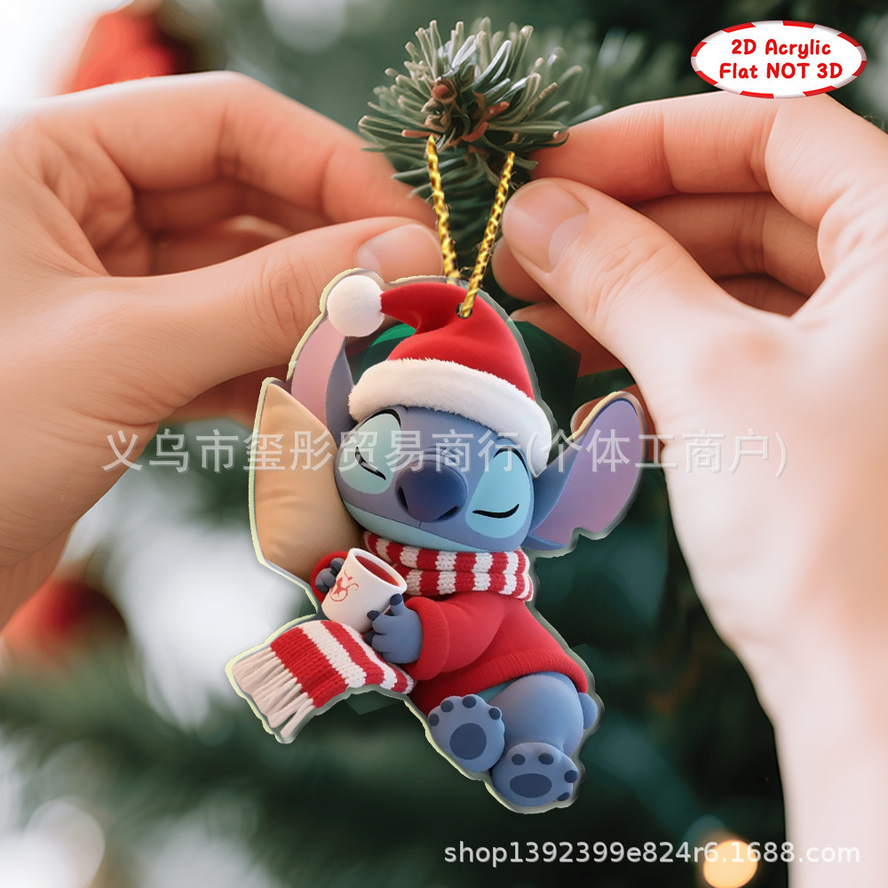 Transfronterizos temu Xiyin nuevo Stiltys decoración de Navidad decoración de automóviles colgante plano acrílico 2D lista