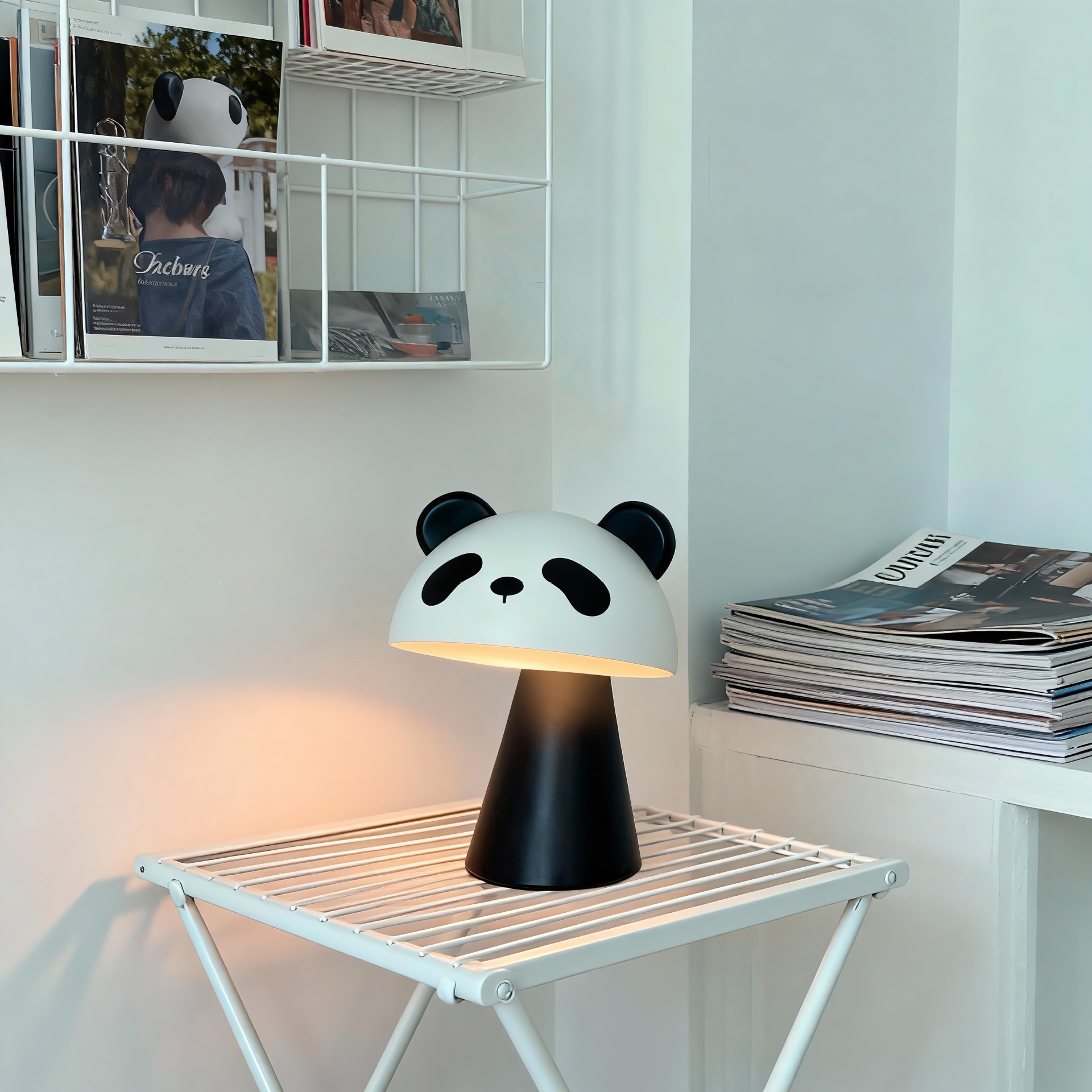 Panda palpitante lámpara de noche carga encantadora lámpara de escritorio de hongos de dibujos animados dormitorio cabezal de cama luz de atmósfera luz de noche para niños