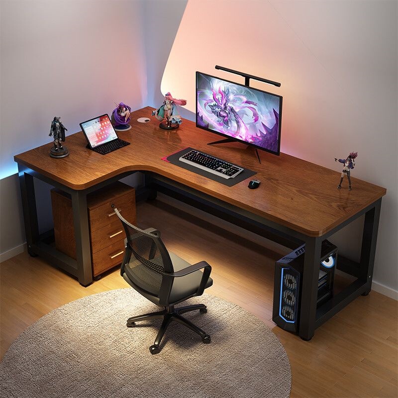 Corner gaming table, computer desk, desktop home use, double-person desk with bookshelf, integrated table, bedroom corner table, office desk Corner gaming table, computer desk, desktop home use, double-person desk with bookshelf, integrated table, bedroom corner table, office desk