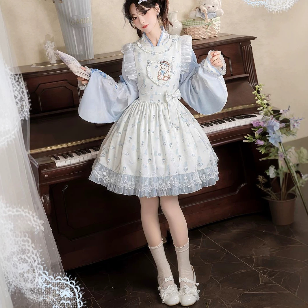 Luozhu 2026 New Original Ming Dynasty Style Hanfu Women's Cross-Collar Embroidered Han-Western Eclectic Daily Spring and Autumn Set