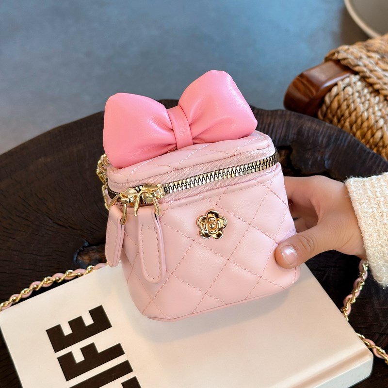 Bolsa de hombro coreana para niños con arco de estilo estilo extranjero bolsas de cadena de diamante lindas mini niñas mochila