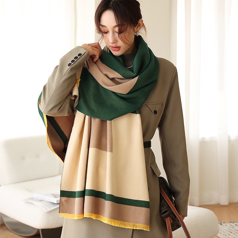 Bufanda de Cachemira Otoño e Invierno nueva bufanda cálida de las mujeres al por mayor de doble cara engrosada de aire acondicionado bufanda de medio largo