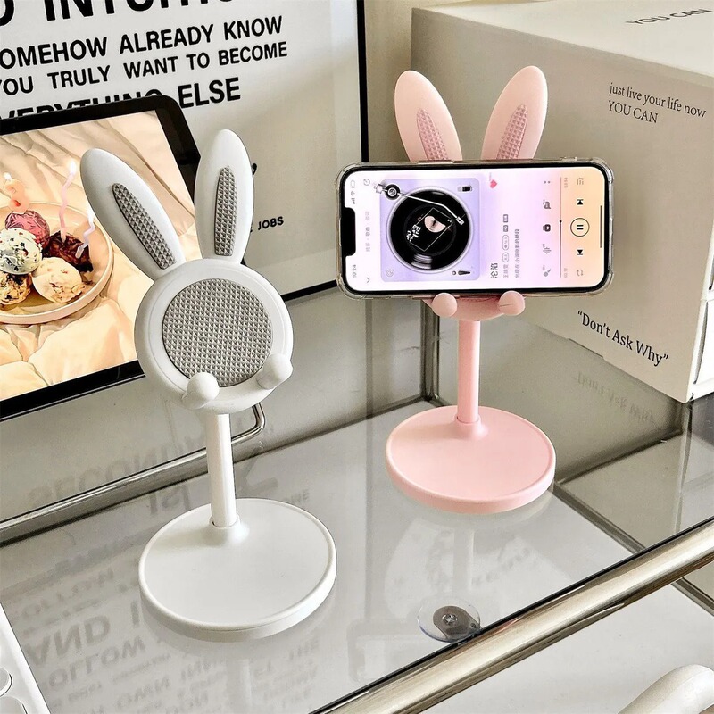 Cute Cartoon Rabbit Phone Stand for Desktop, Adjustable for Watching Shows, Office Desk Use, Girly and Adorable Design Cute Cartoon Rabbit Phone Stand for Desktop, Adjustable for Watching Shows, Office Desk Use, Girly and Adorable Design
