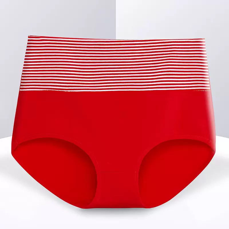 女士高腰内裤妈妈条纹抑菌提臀塑身中老年三角裤塑身收腹女士内裤