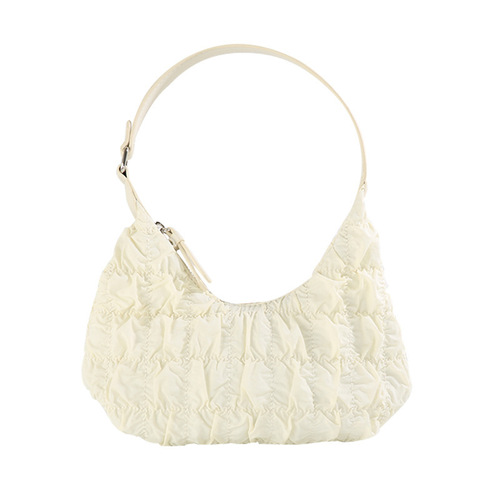 2024 Girl Cloud Pleat Shoulder Bag Women's New Fashion Single Shoulder Dumpling Bag Sweet Underarm Bag Cream Puff Bag