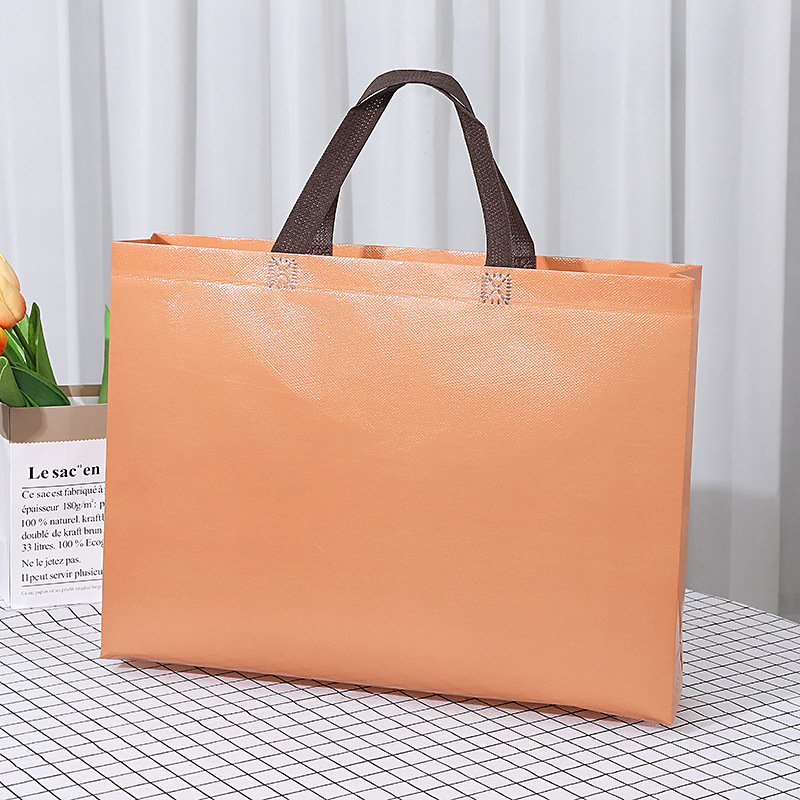 Bolso no tejido recubierto de color sólido en stock bolsa de ropa no tejida bolsa de publicidad de educación escolar urgente logotipo impreso