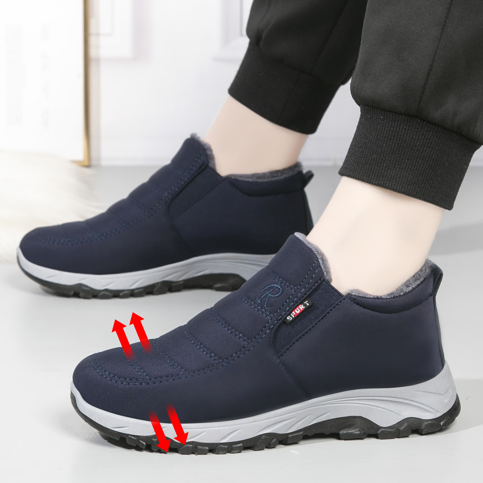Zapatos de algodón para hombre para invierno, dropshipping transfronterizo, botas de algodón con forro polar extra y engrosamiento, botas para hombre en tallas grandes, botas cortas estilo pareja, botas cálidas para la nieve.