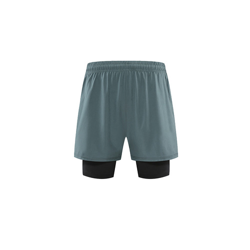 Sports shorts men's fake two-piece elastic basketball running fitness clothing summer quick-drying training five-point pants thin section