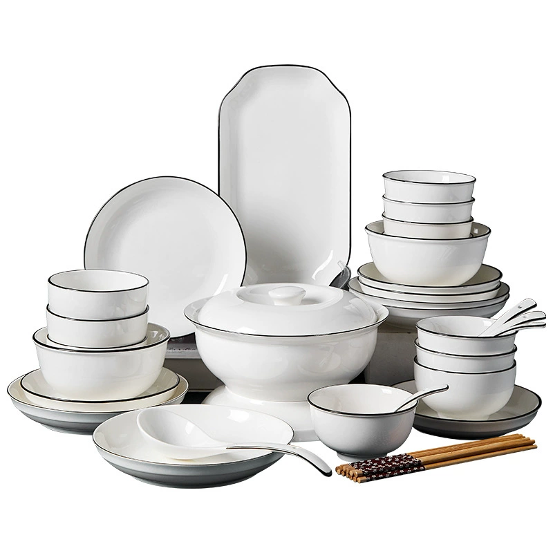 Ceramic tableware, set for food, simple and elegant design, Birthday gift