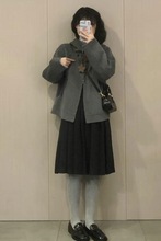 学生灰色连帽毛呢外套女冬季新款高级感小个子短款韩系呢子大衣