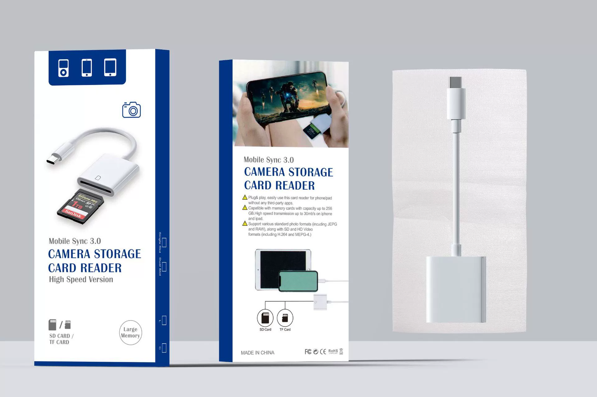 Тип-C считыватель для мобильного телефона, считыватель SD-карт, USB‑накопитель OTG, карта TF, передача данных для SD/Camera, совместимость мультисистем