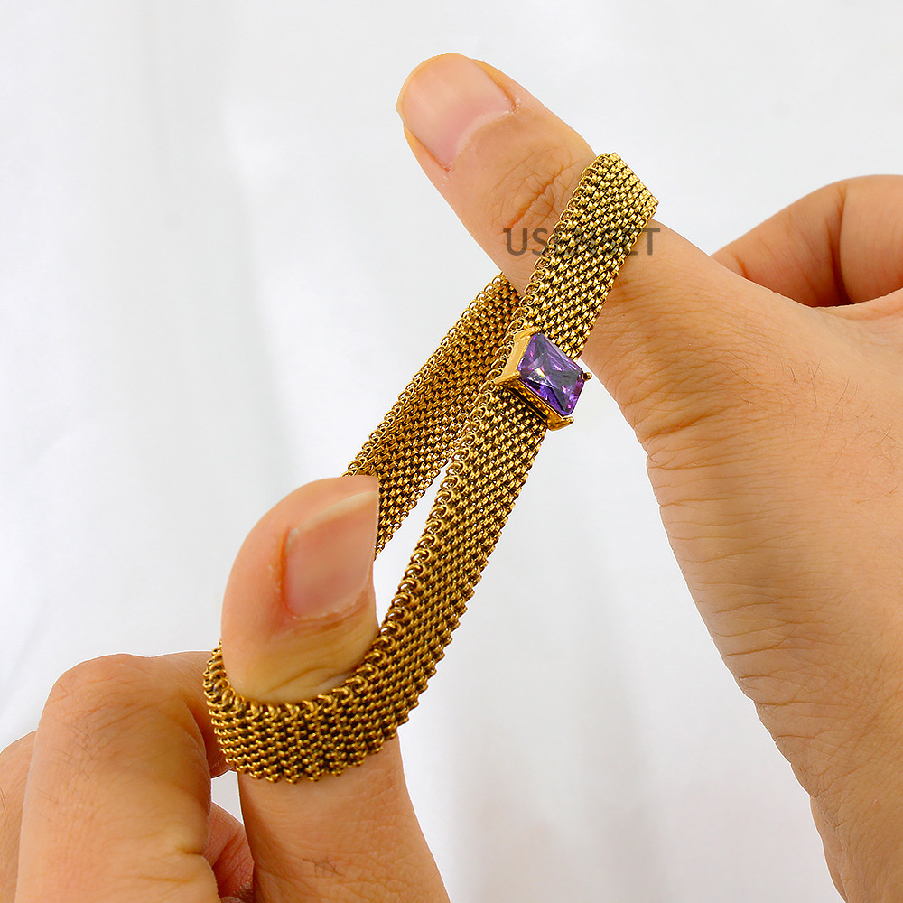 Fashion Geometric Stainless Steel Plating Zircon Bracelets 1 Piece