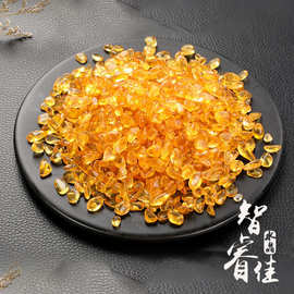 厂家批发加色黄水晶碎石 香薰石黄水晶小颗粒供佛消磁石鱼缸石批
