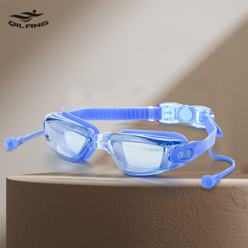 Gafas de Natación con Tapones para Oídos Integrados de PC Impermeable y Antivaho para Natación y Buceo