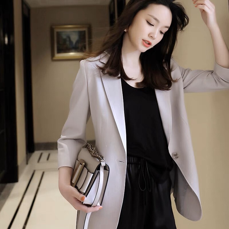 High-end Commuter Suit Jacket Women's Summer Thin Seven-point Sleeve Elegant Mid-length Slim-fit Small Suit Top