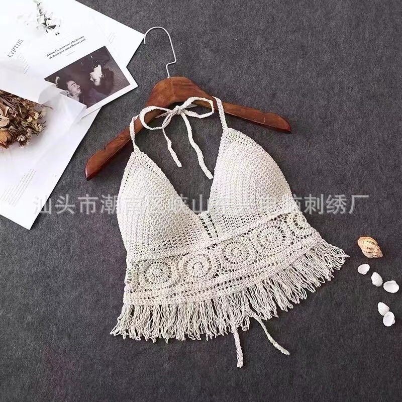 Fashion Sexy Small Camisole Seaside Beach Lace-up Hollow Knitted New Short Shirt in Stock Fashion Sexy Small Camisole Seaside Beach Lace-up Hollow Knitted New Short Shirt in Stock