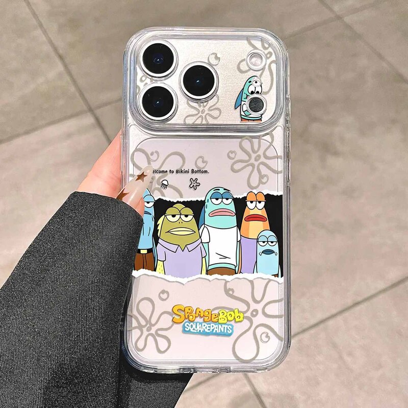Transparent Bikini Bottom Residents iPhone Case for Apple 17Promax 14 15Pro Ugly Cute Ugly Fish 16