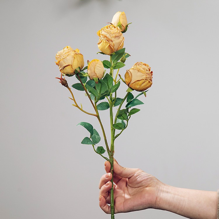 Flores de simulación 5 flores de seda retro rosa de borde focal decoración de boda flores falsas ramo de flores secas diseño de alto nivel