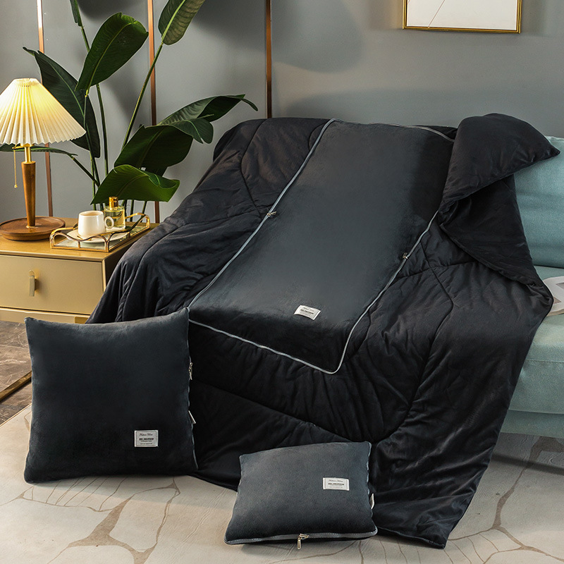 크리스탈 벨벳 아플리케 자수 베개 이불-다크 그레이