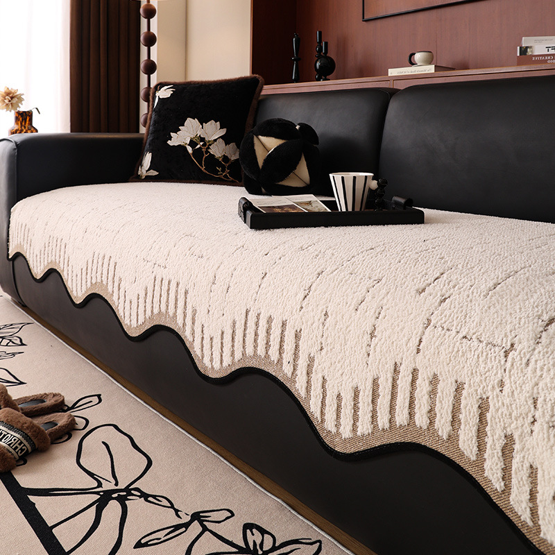 2024 nuevo tipo de cojín de sofá de forma especial otoño y invierno sofá de piel antideslizante cubierta de tela