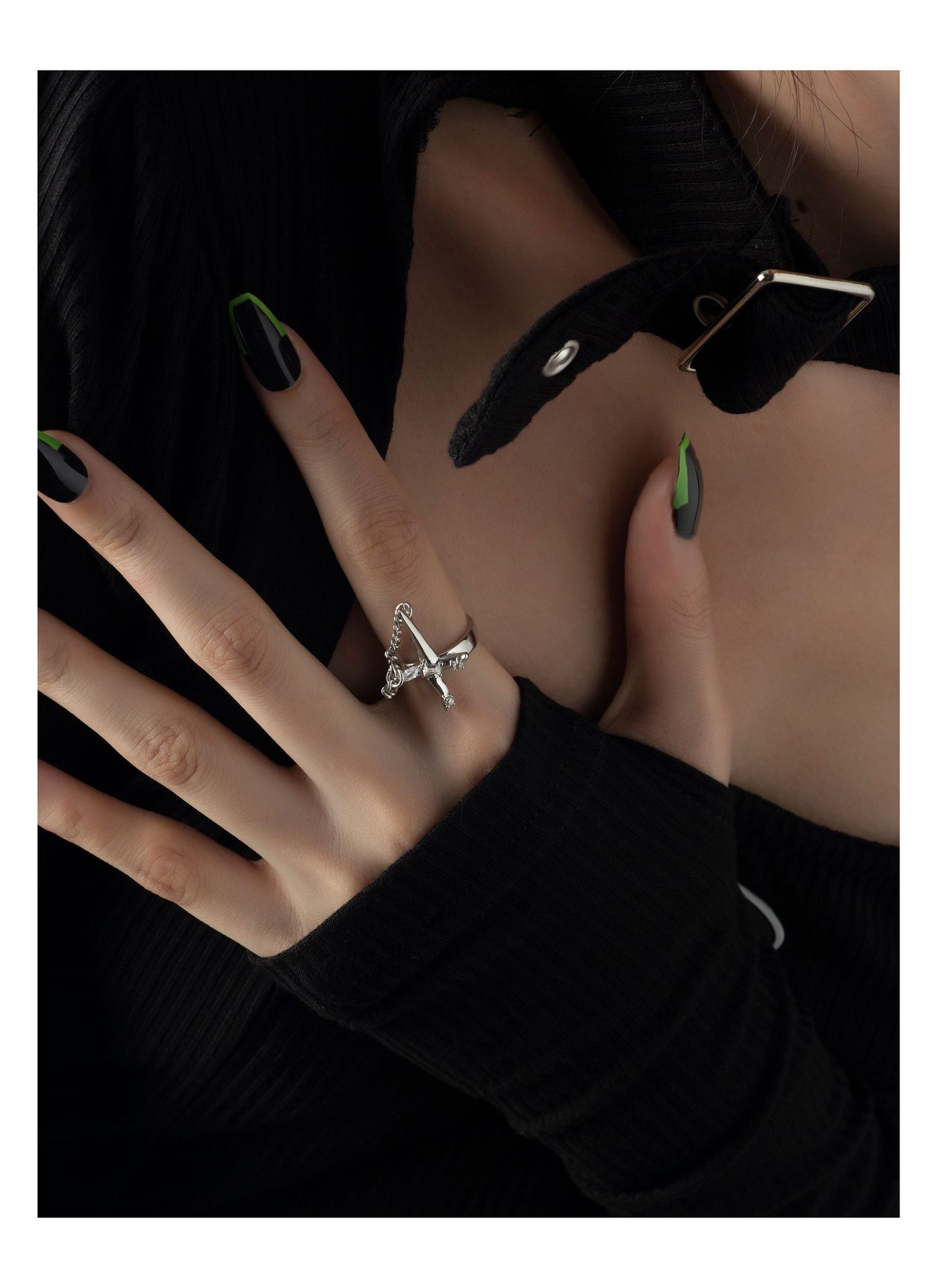 Retro Geometric Copper Plating Zircon Open Ring