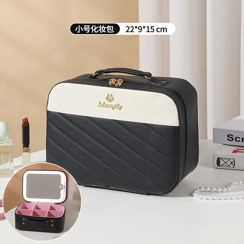 Nueva bolsa de cosméticos con lámpara LED de gran capacidad ins caja de almacenamiento de recuerdos de alta calidad maleta de viaje portátil