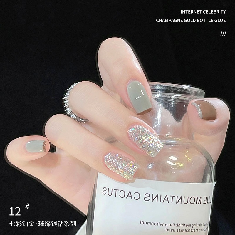 Isa flash nail gel gel gel de sequilla nail art especial taladro de brillo fino taladro de plata platino taladro de plata