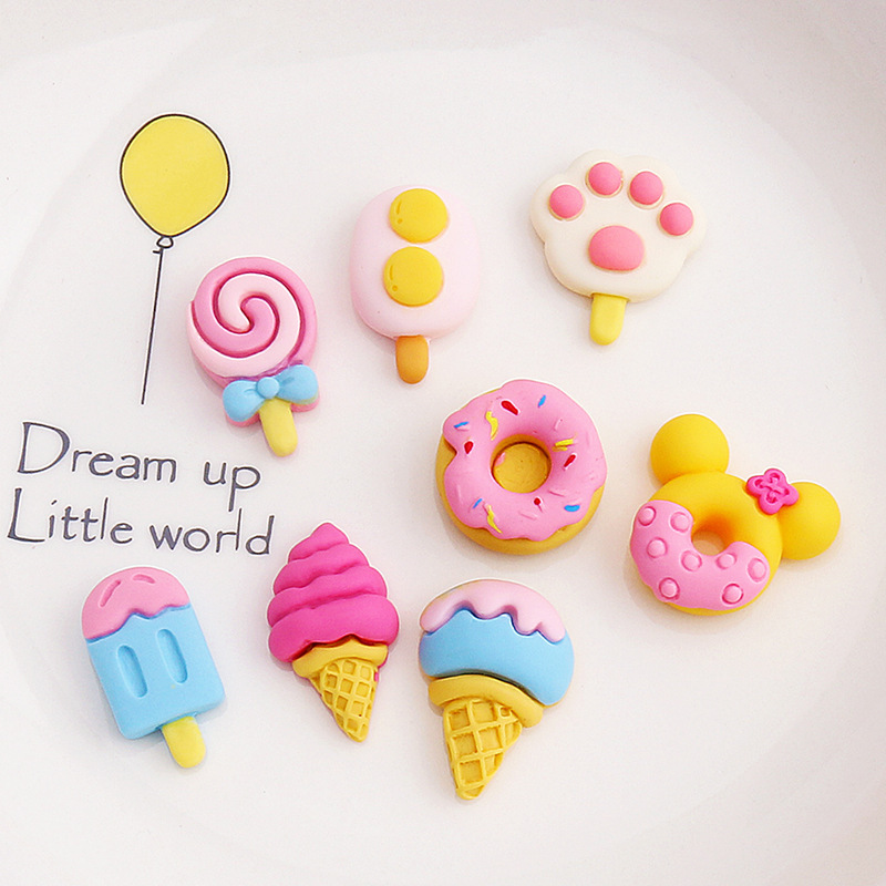 Popsicle doughnut diy mobile phone shell simulation food play cream glue material handmade resin hair accessories
