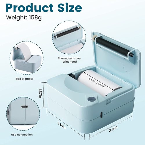 Cross-border portable small mini printer Bluetooth connection inkless printing student pocket photo printer