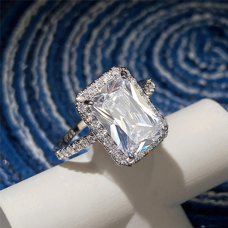 1 Piece Quantity Wholesale Simple Style Shiny Rectangle Copper Inlay Zircon Rings