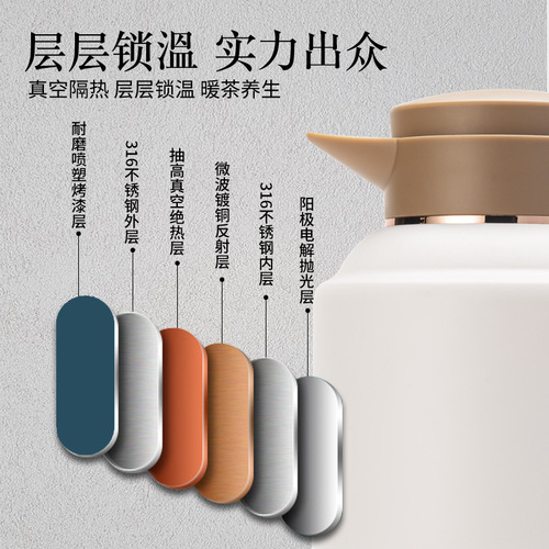 Stainless steel 316 soup tea pot, white tea large capacity, simple and portable household tea water separation thermos, wholesale