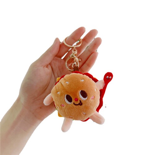Cartoon hamburger, hot dog, chicken leg, cute French fries, plush pendant, small doll, boutique machine doll, school bag pendant