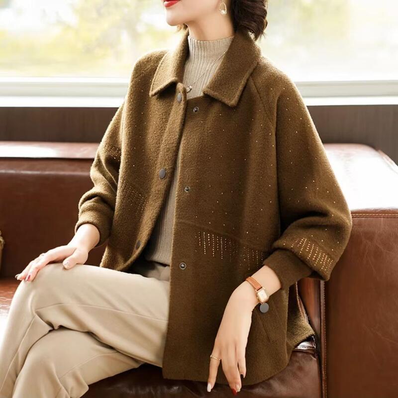 中年妈妈秋装洋气短款外套2025新款中老年女春秋时尚针织毛呢上衣|undefined