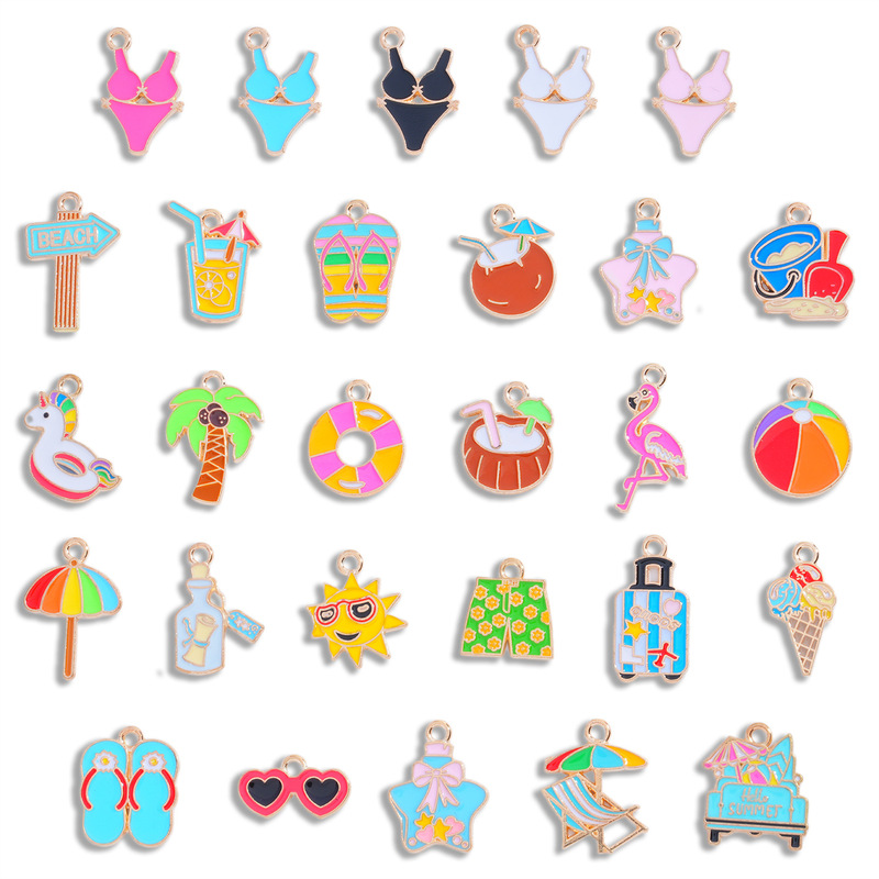 New Summer Beach Vacation Series Oil Drop Pendant DIY Vintage Alloy Jewelry Accessories Cross-border Hot Pendant