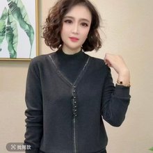 秋冬季新款妈妈装时尚洋气保暖上衣高级德绒T恤内搭毛衣打底小衫