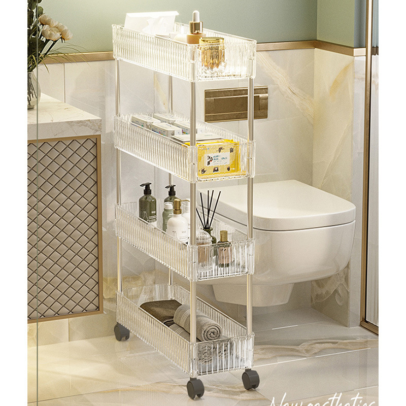 Bathroom Gap Storage Rack Floor-Standing Movable Washstand Bathroom Trolley Gap Storage Rack Toilet