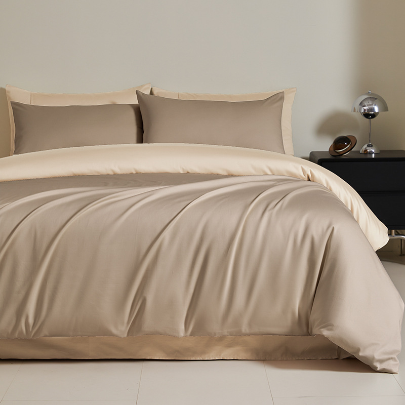 100 algodón de seda larga cama de cuatro piezas de algodón 2025, nueva sábanas de lujo ligera cubierta de colcha de tres piezas
