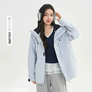 户外工装风外套女2026新款秋冬宽松连帽多巴胺上衣女装冲锋衣定制