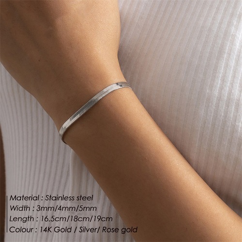 emanco stainless steel snake bone chain simple bracelet women's thin titanium steel flat snake chain bracelet ins couple bracelet