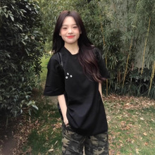 初中纯棉短袖T恤衫女文化衫情侣手绘棉质印花半袖体恤上衣服班服