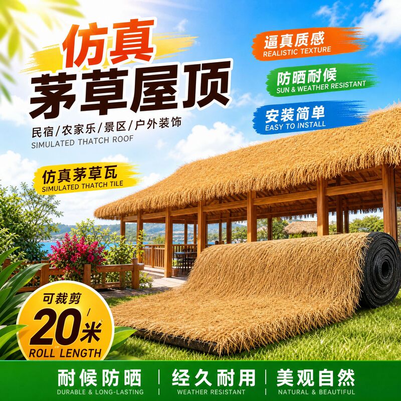 Simulated Thatch for Homestays, Rural Roof Areas, Scenic Spots, Guardhouses, Outdoor Decoration, Sun Protection, Fake Straw Thatch Wholesale Simulated Thatch for Homestays, Rural Roof Areas, Scenic Spots, Guardhouses, Outdoor Decoration, Sun Protection, Fake Straw Thatch Wholesale