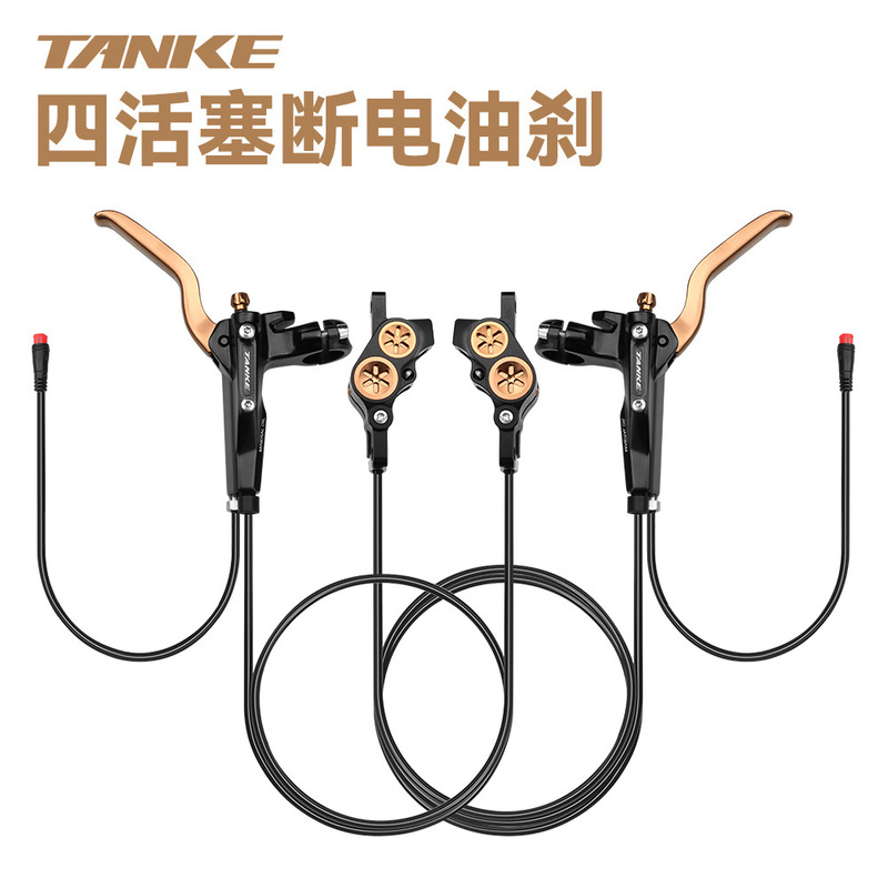 Carbon Tank Electric Assist Bike with Four-Piston Hydraulic Disc Brakes, Dual-Sided Brake Kit, Hydraulic Disc Brake