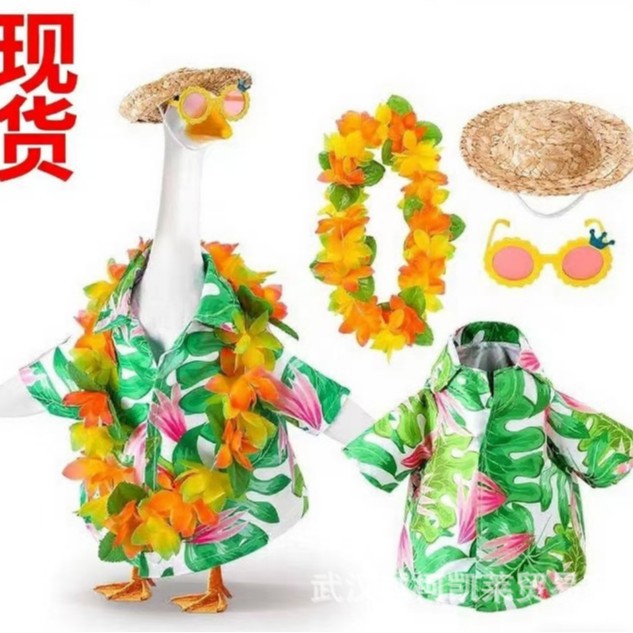 跨境门廊鹅衣服2025新款4件套装 23英寸雕像庭院花园装饰用