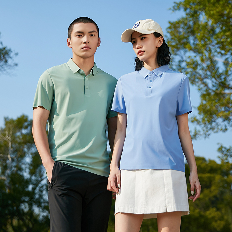 2025 Summer Men's and Women's Golf Ice Silk Quick-Drying Polo Shirt Seamless Lapel Short-Sleeved T-Shirt High-Elastic Sports Workwear