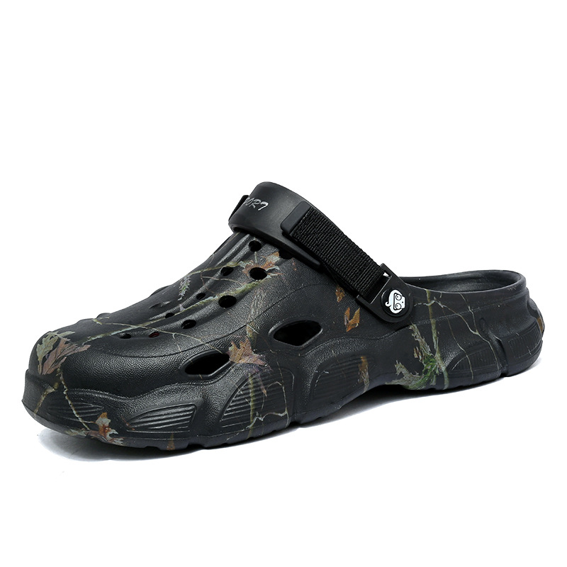 Zapatos de agujero transfronterizos para hombres de verano nuevos zapatillas antideslizantes con cabeza de bolsillo, zapatos de playa para nadar junto al mar