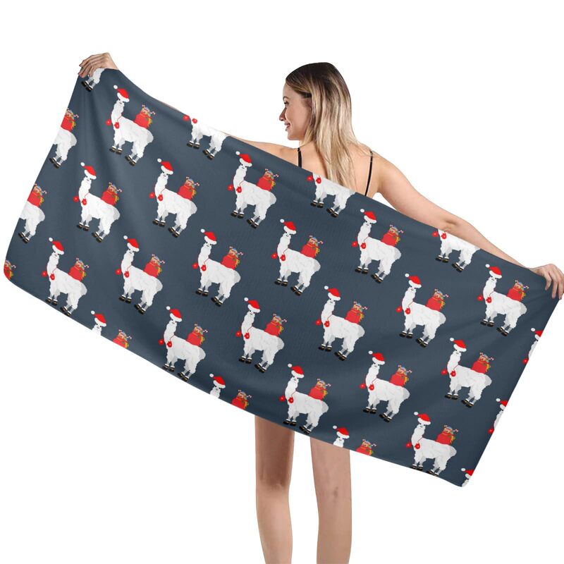 Santa Claus Costume Camel Pattern Beach Towel Thin Quick-Drying Water-Absorbent Large Lightweight Towel Suitable for Travel