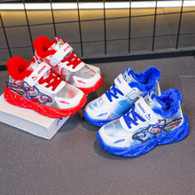 男童带灯运动鞋2025秋冬新款中小童轻便透气休闲鞋宝宝加绒保暖鞋
