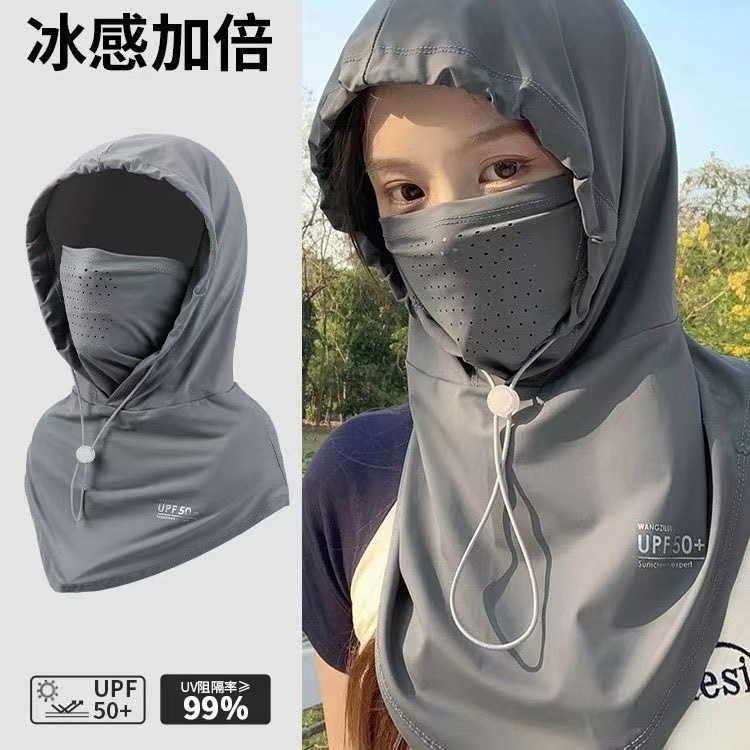 Nueva máscara de protección solar de primavera y verano, máscara de cara completa, sombrilla de conducción, protección UV de verano, protector de cuello de seda de hielo para mujer, máscara de cara para mujer