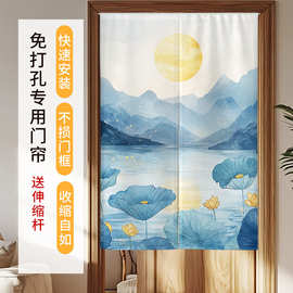 2025新款 ins布艺门帘隔断帘免打孔家用卧室厨房遮挡布帘定制厕所