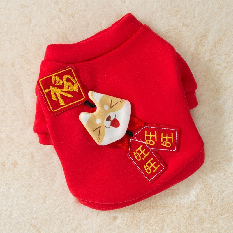 Ropa de Año Nuevo para gatos en invierno engrosado vestido de China mascota gatito gato muñecas de otoño y invierno gato azul camisa de Año Nuevo
